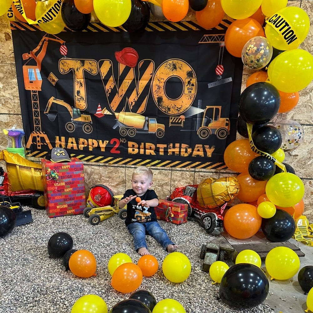Happy 2nd Birthday Banner - Construction Truck Party